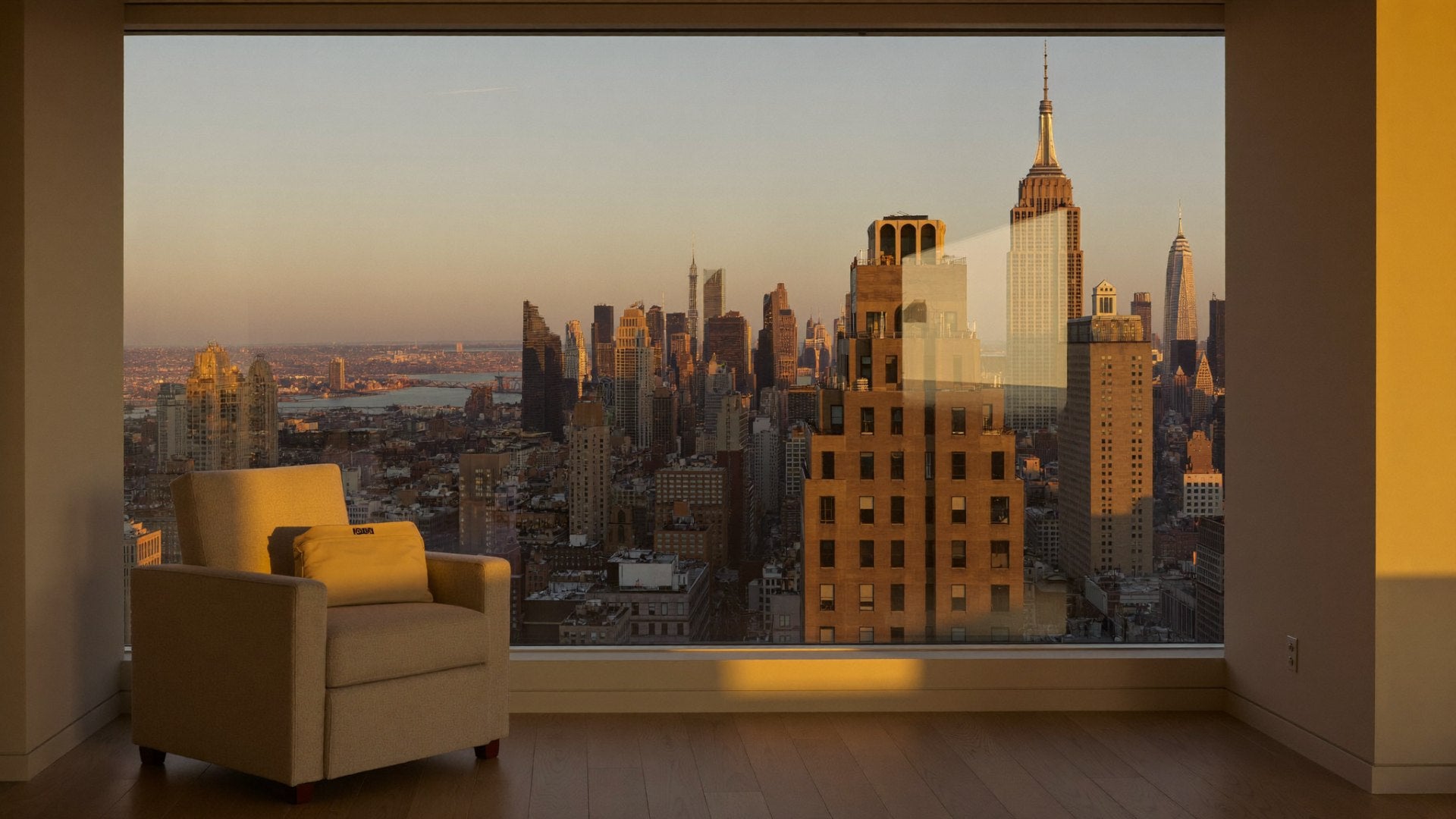 Bowryn Tote in NYC apartment with skyline view - aspirational storytelling