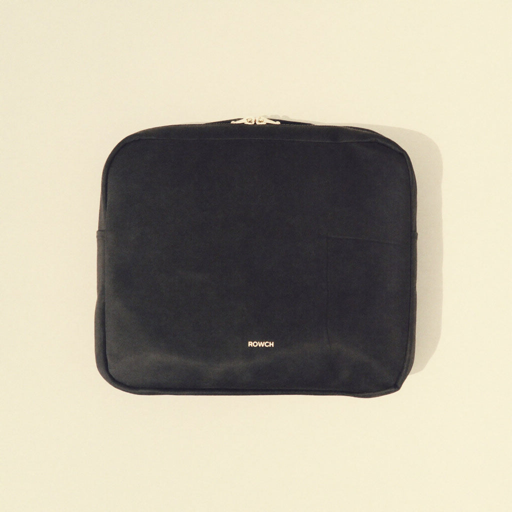 The Pouch evening clutch front view — premium black nylon Bowryn