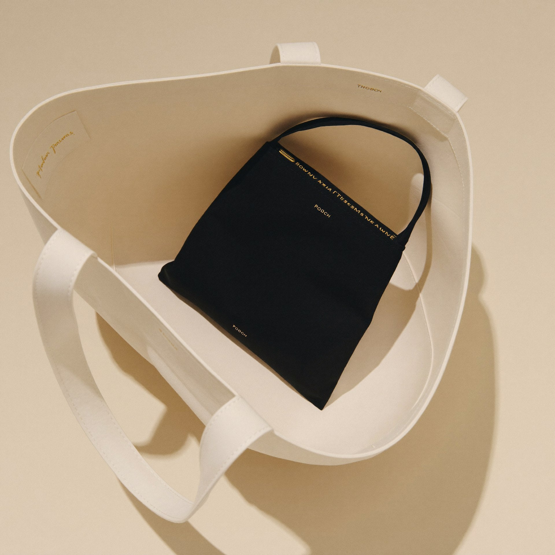 The Pouch resting inside The Tote — in-bag organizer use case