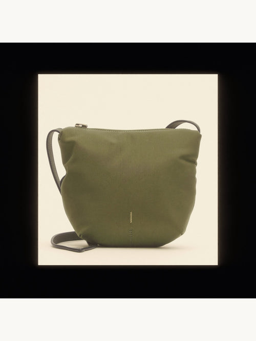 Bowryn The Mini Slouch in Olive — compact premium nylon crossbody bag