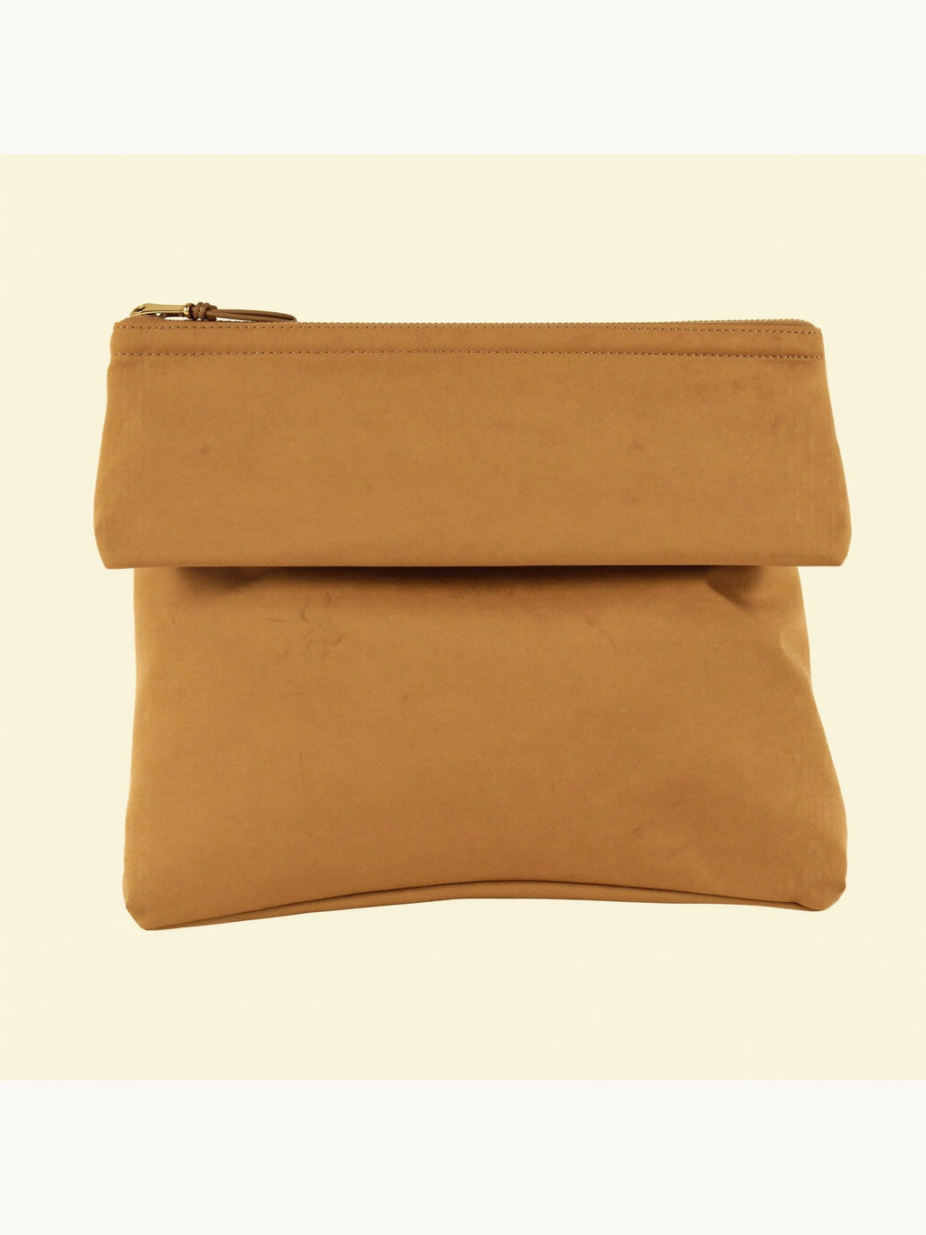 Bowryn The Pouch in Camel — premium nylon pouch with brass hardware