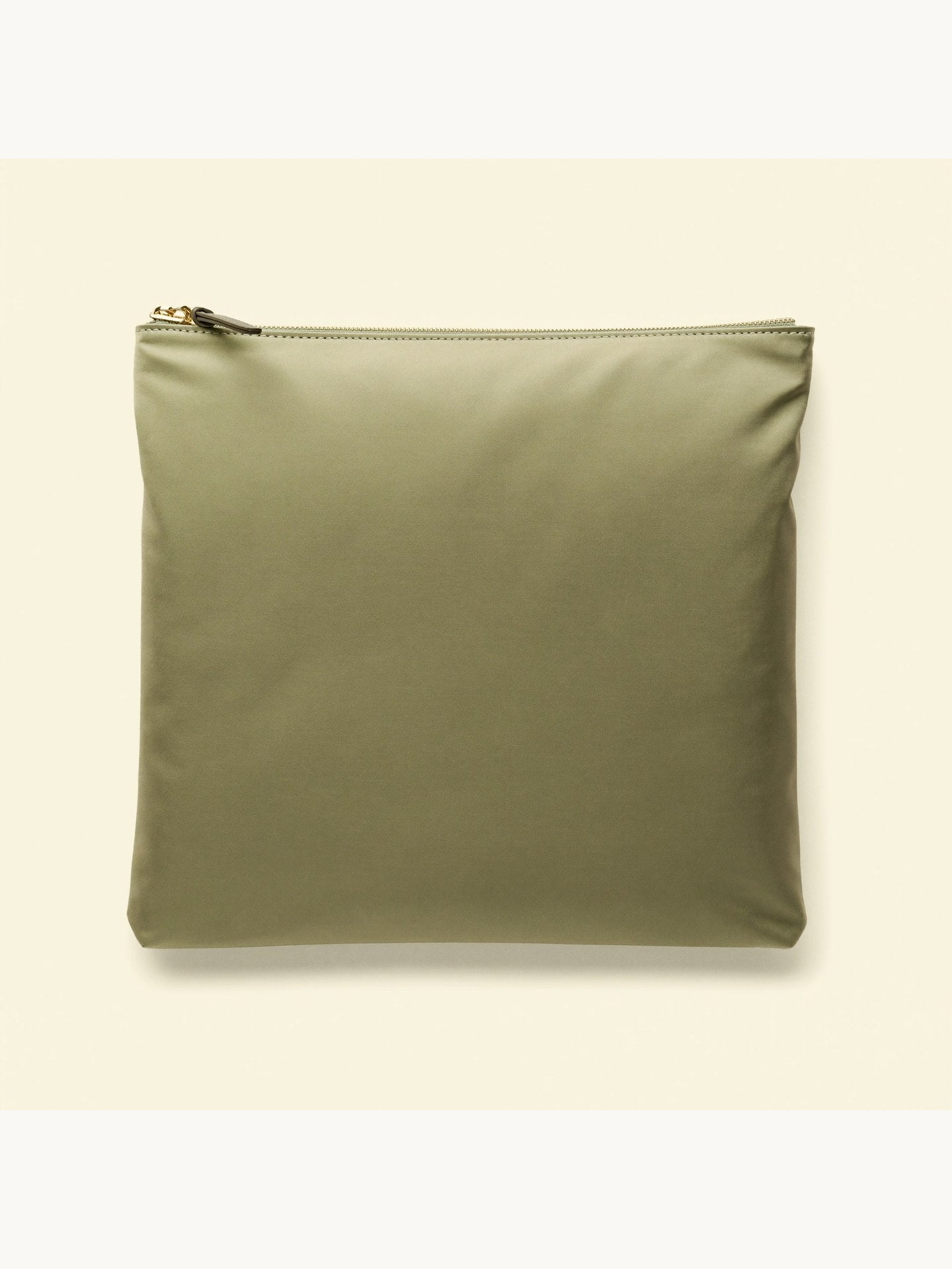 Bowryn The Pouch in Olive — premium nylon pouch with brass hardware