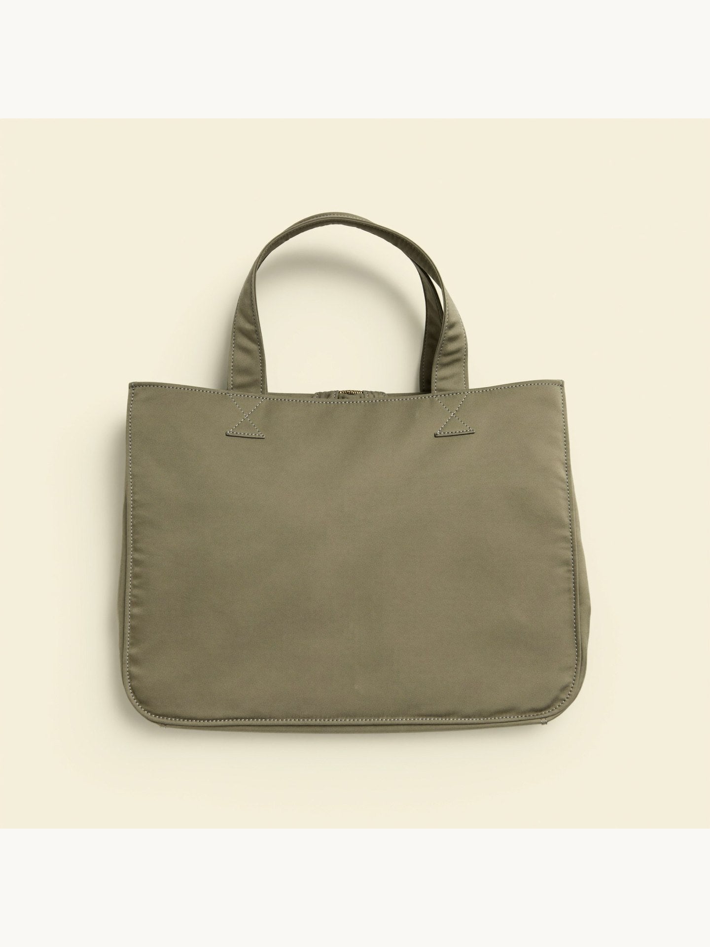Bowryn The Tote in Olive — premium nylon tote bag with brass hardware